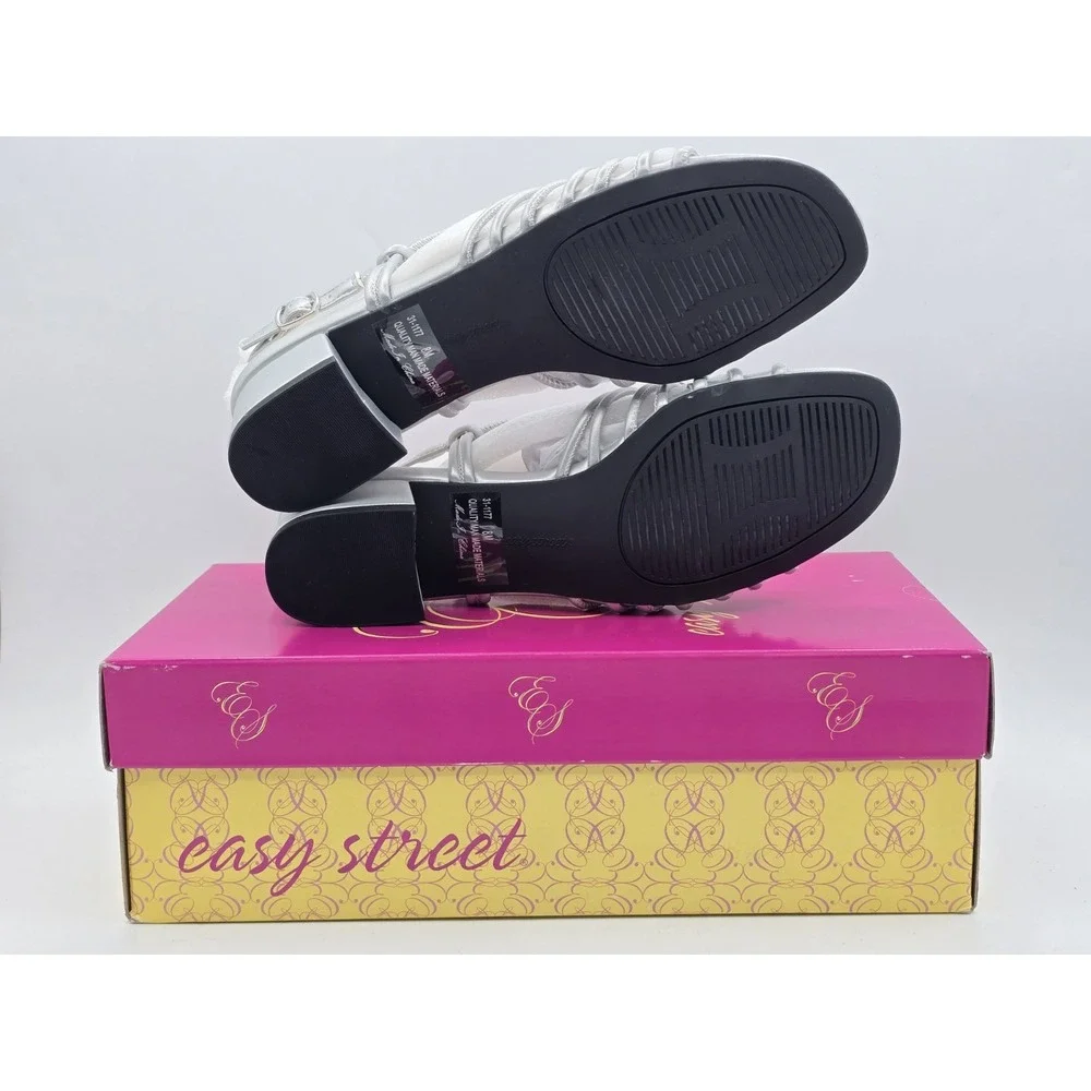 New Easy Street Womens‎ Sicilia Strappy Sandals Size 8 M Shoes Silver NIB